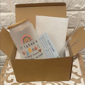 Teacher Gift Glass Tumbler with Straw